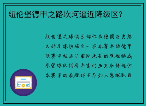 纽伦堡德甲之路坎坷逼近降级区？